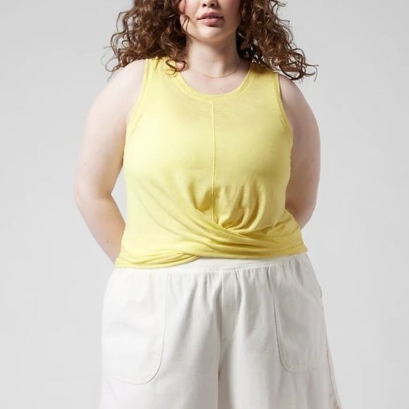 NWT, Athleta, Yellow Breezy Twist Light Weight Tank Top |  Size 3X Plus Size - Picture 1 of 5